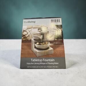 Gray Tabletop Water Fountain True Living Home Decor New In Box